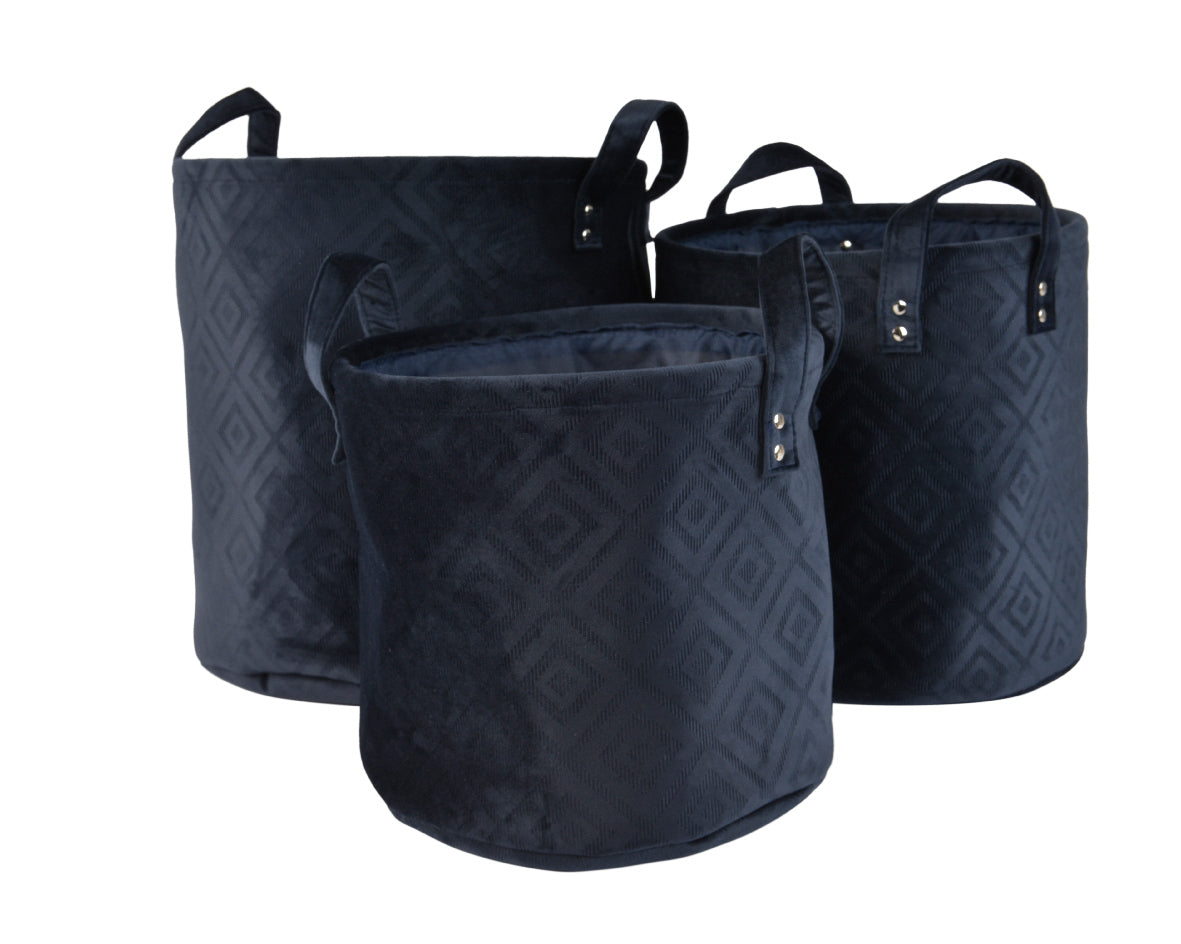 Set cestino in velluto dia. 34 x 35 cm grigio
