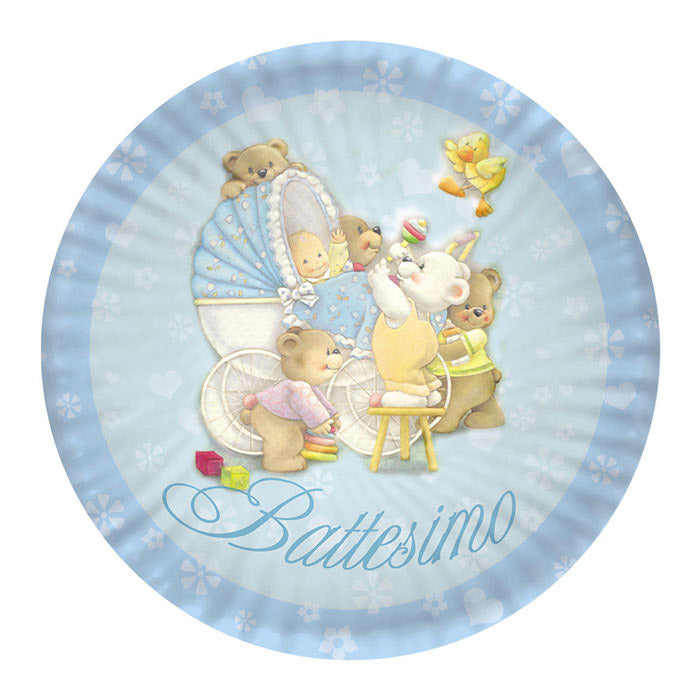 10 Piatti cm.24 Baby Bears Celeste
