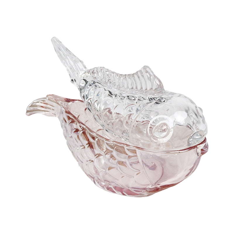 BOX PESCE ROSA 18X7X10CM VETRO