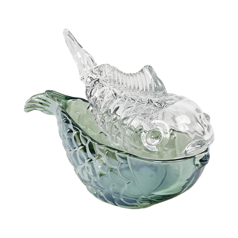 BOX PESCE VERDE 18X7X10CM VETRO