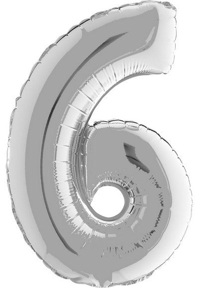 Pallone foil 14"- 36 cm Numero 6 Argento