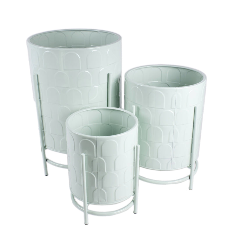 S/3 CACHE-POT VERDI METALLO
