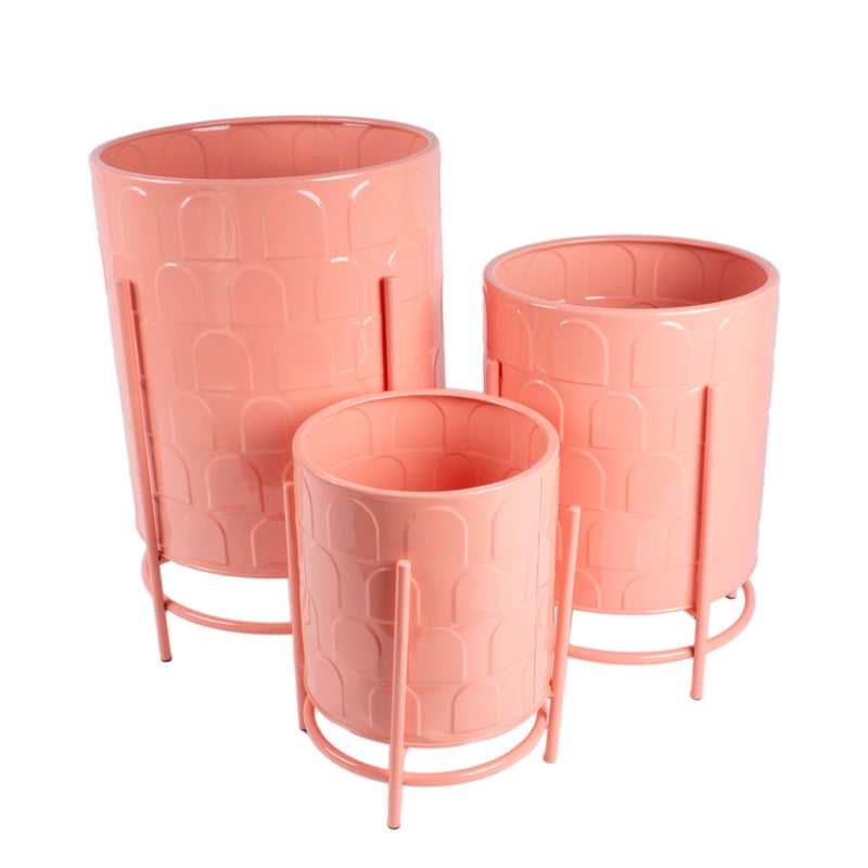 S/3 CACHE-POT ARANCIO METALLO