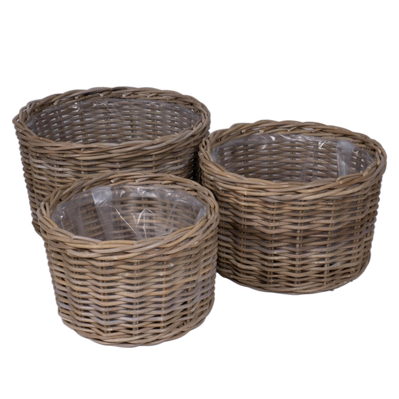 S/3 CESTI PLASTICA RATTAN