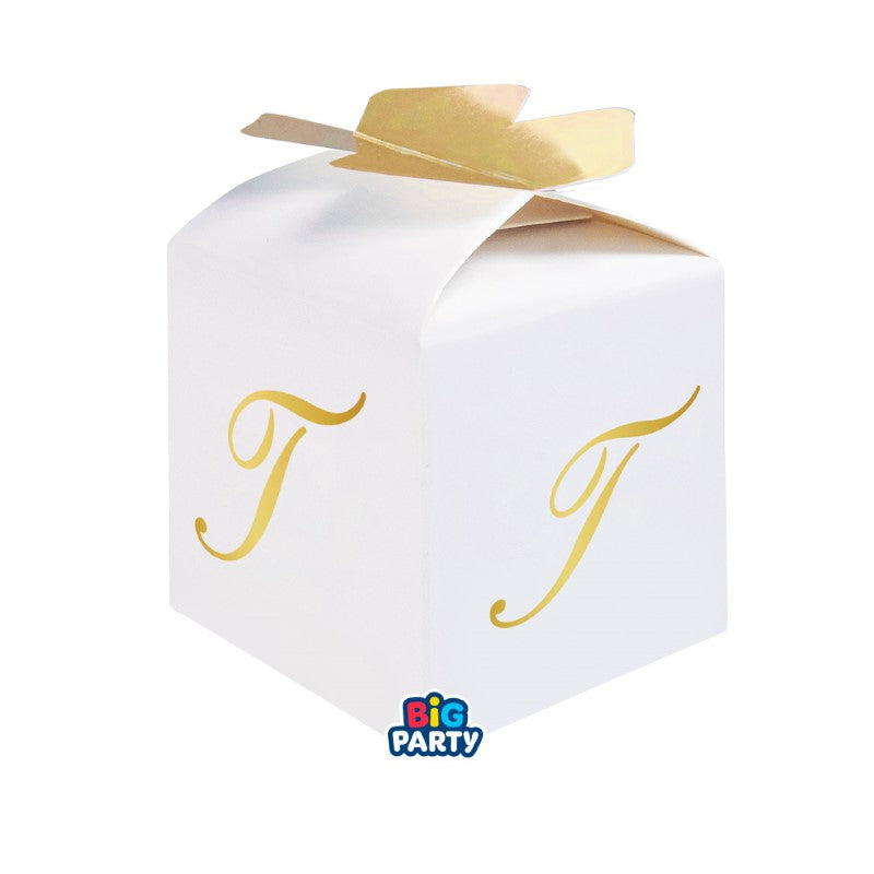 10 Scatoline Cubetto Fiocco Lettera T