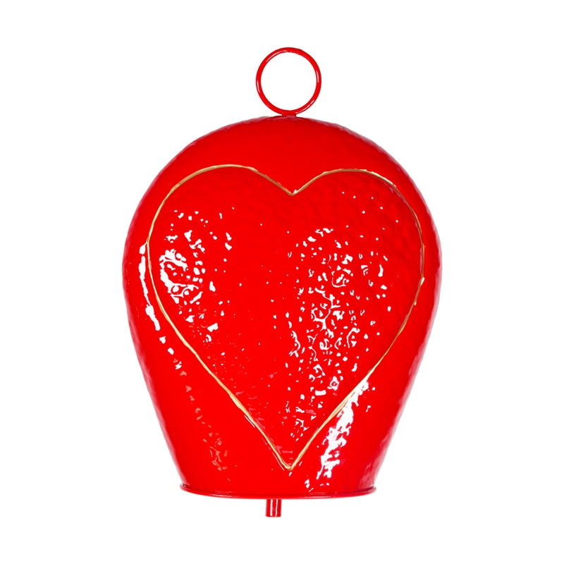CAMPANA ROSSA DEC.CUORE 27X10X37CM METAL
