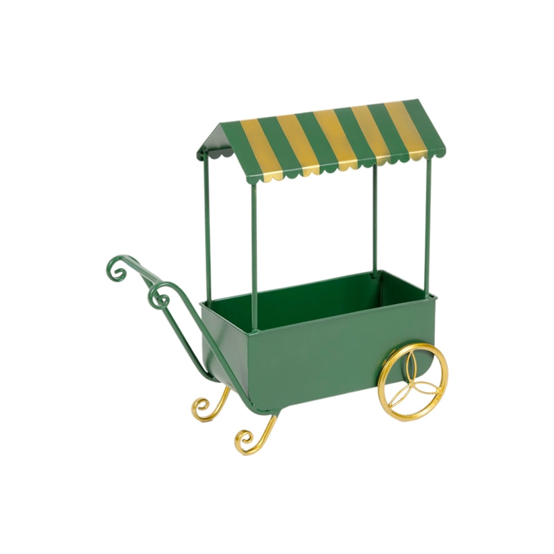 CARRETTINO VERDE/ORO 35X13X35CM METALLO