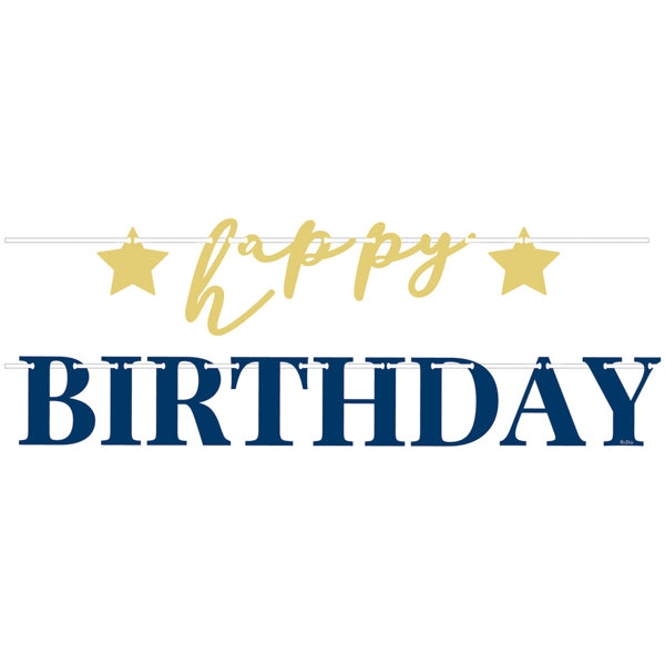 BANNER SET HAPPY BIRTHDAY BLU/ORO CM 80
