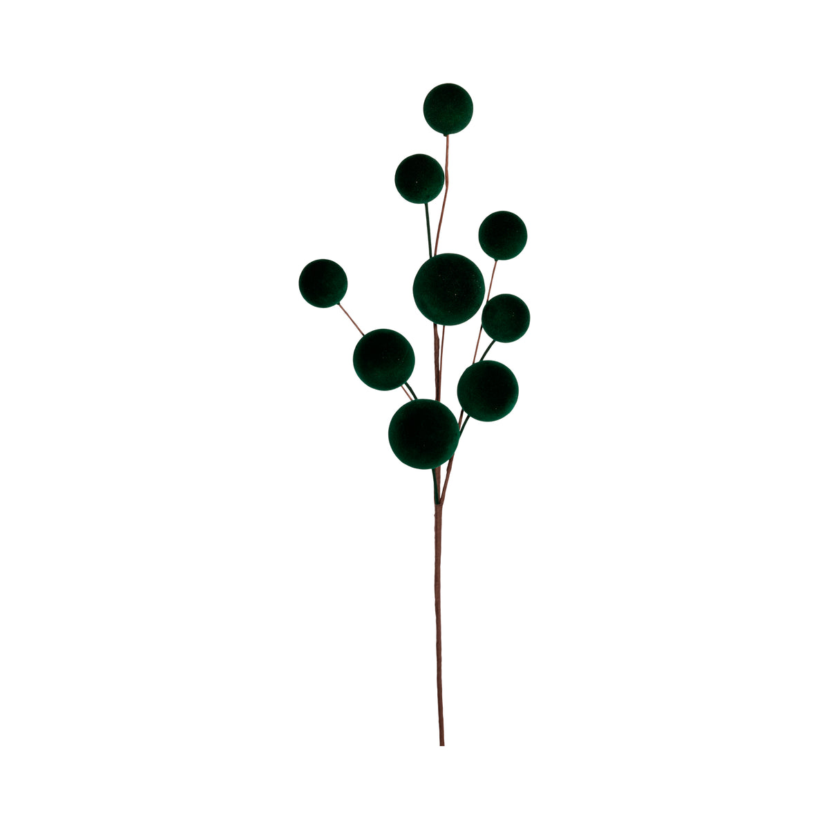 RAMO BACCHE FLOCCATE DK.VERDE H.60CM PVC