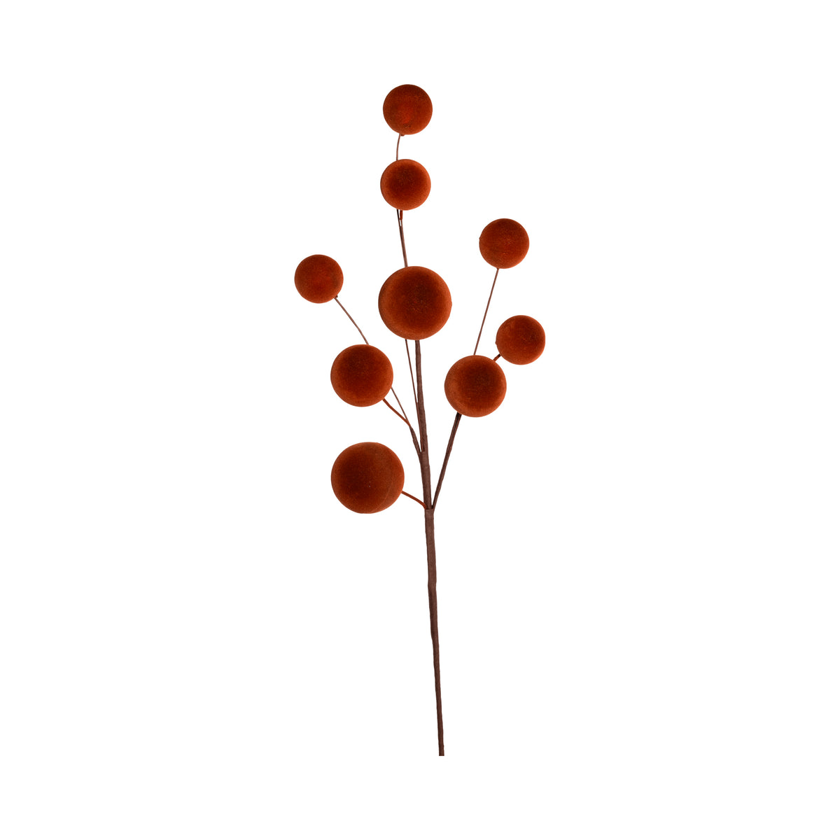 RAMO BACCHE FLOCCATE MARRONI H.60CM PVC