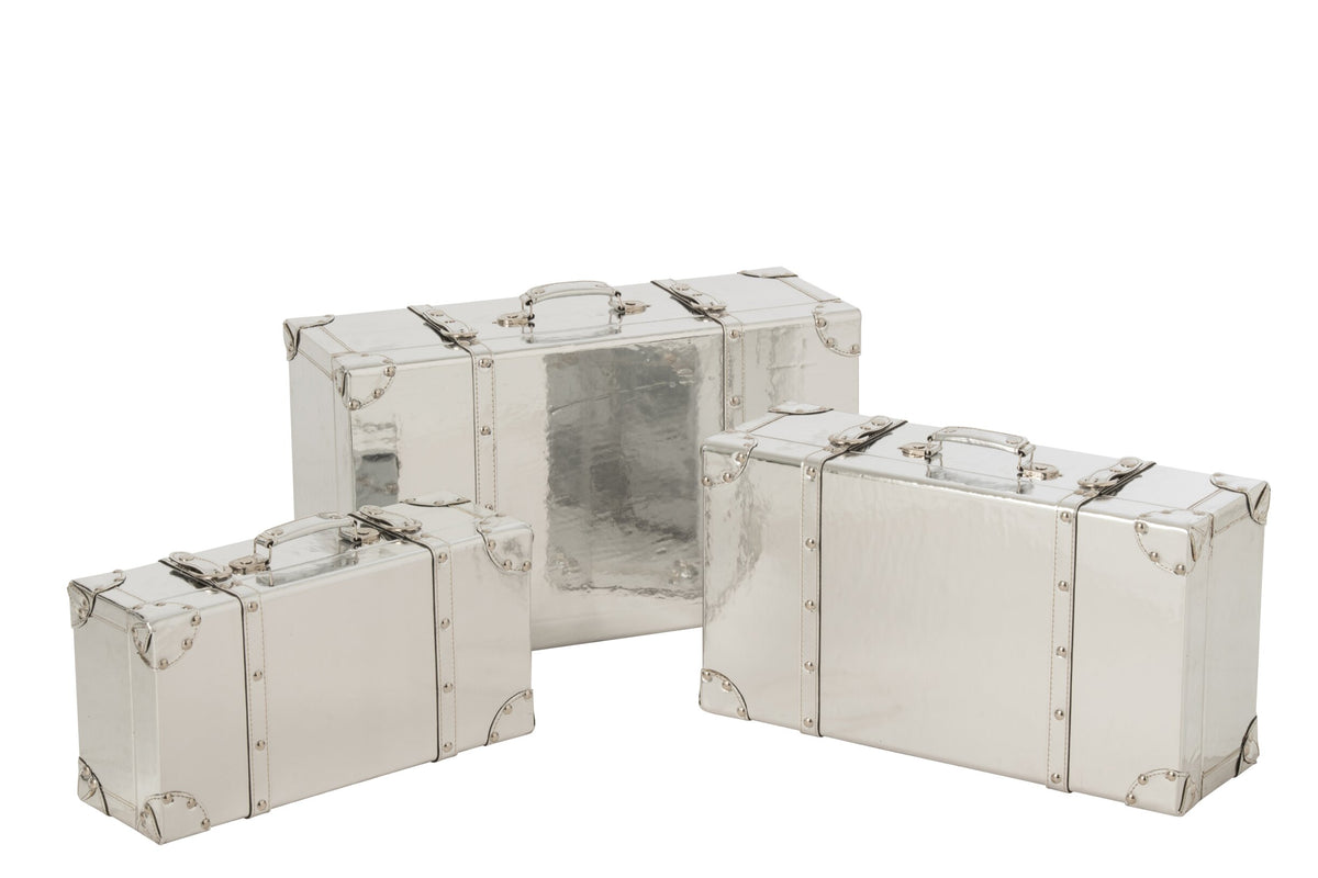 S/3 SCATOLA LUCIDO MDF ARGENTO (60x35x22