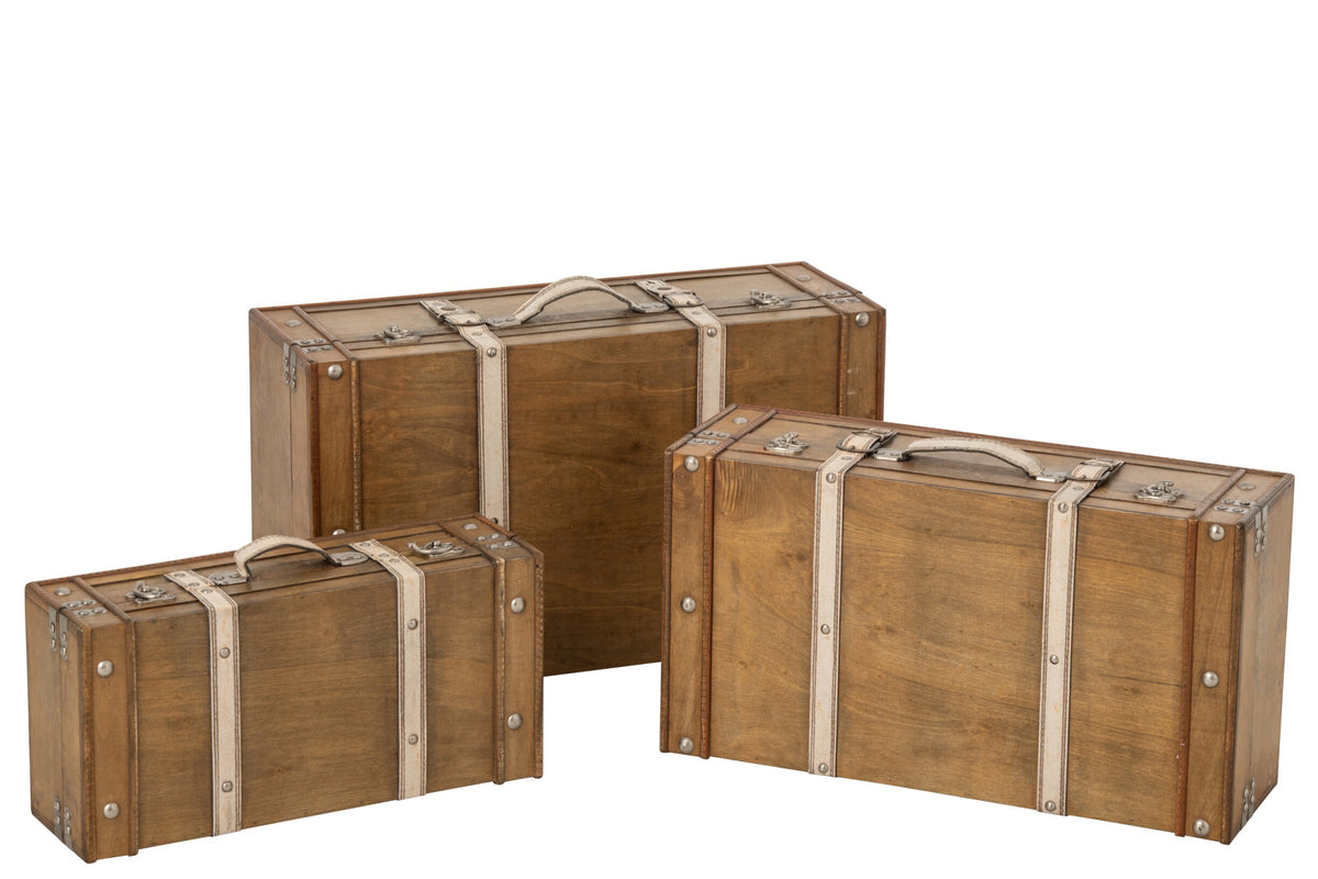 S/3 SCATOLA ANTICO MDF MARRONE (60x34x20