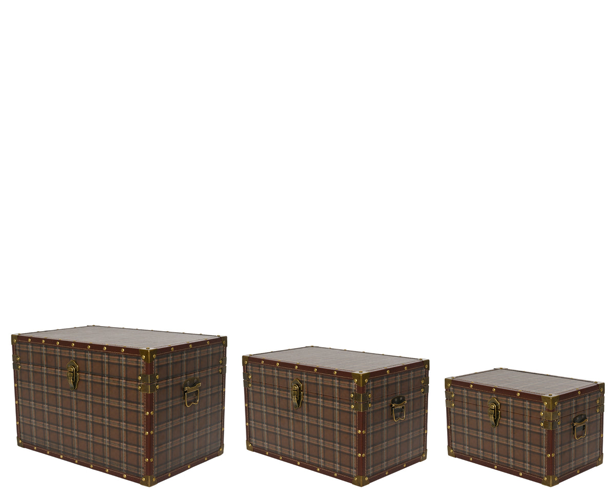 Opbergbox mdf pu leather, check print br