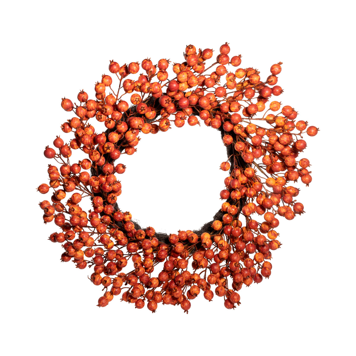 CORONA BACCHE ARANCIO D.66 CM PVC