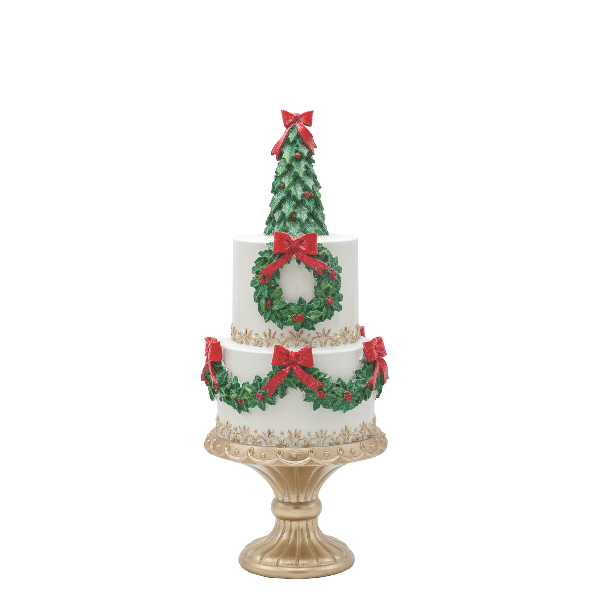 CAKE WITH CHRISTMAS TREE POLYRESIN 16.5x