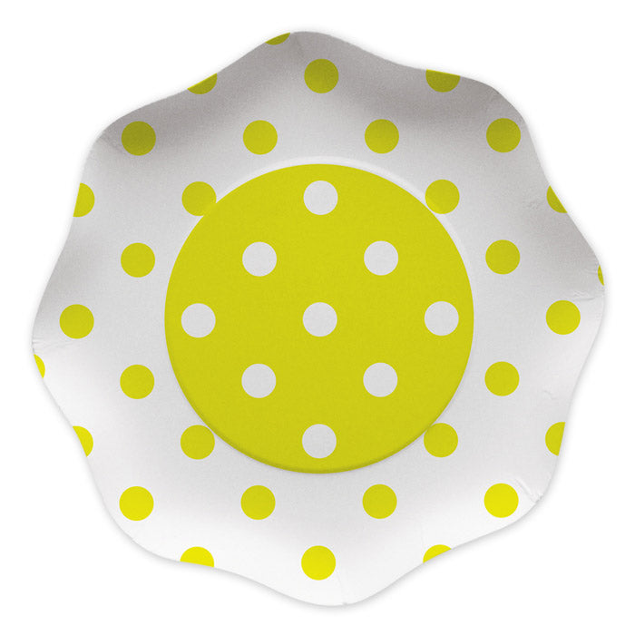 10 PIATTI CM.23 POIS GIALLO