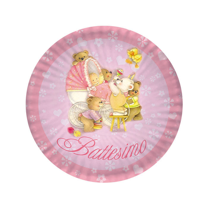 10 PIATTI CM.18 BABY BEARS ROSA