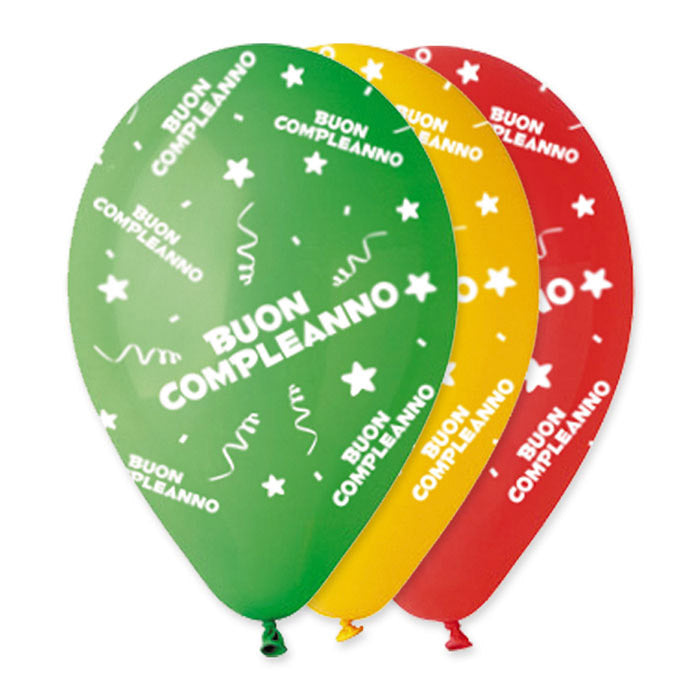 100 PALLONCINI ALL AROUND BUON COMPLEANNO