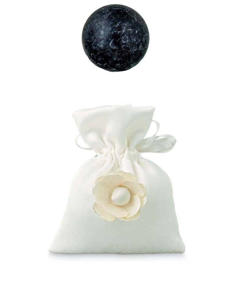 SACCHETTO SATIN BIANCO C/FIORE