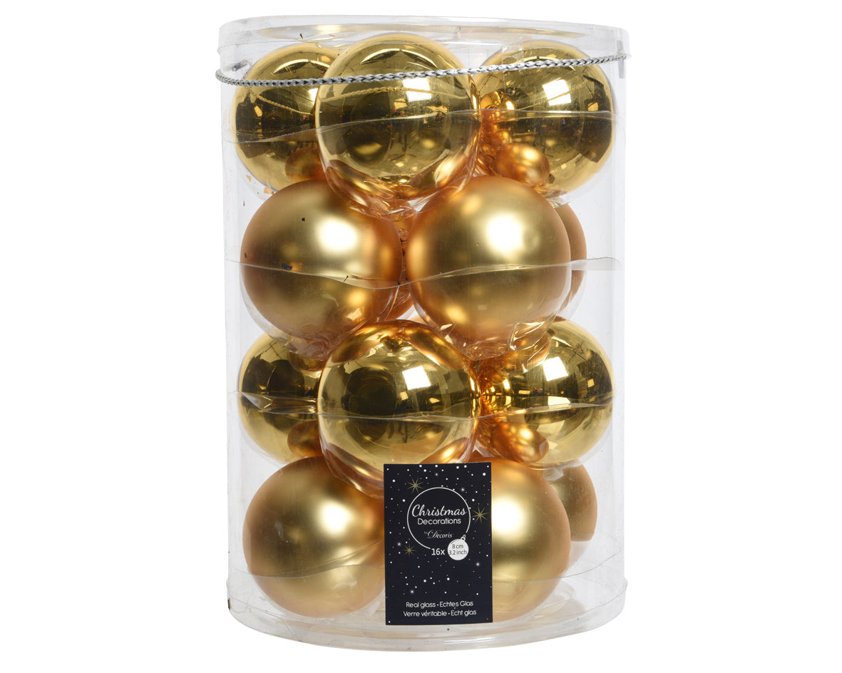 SFERE DI VETRO LUCIDE-OPACHE ORO CHIARO