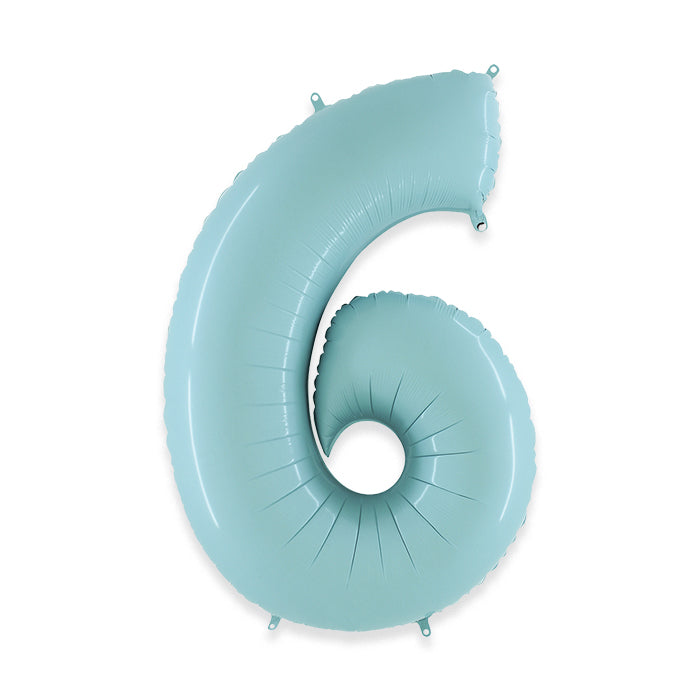 PALLONCINI MYLAR NUMERO 6 CM.102 (40") CELEST
