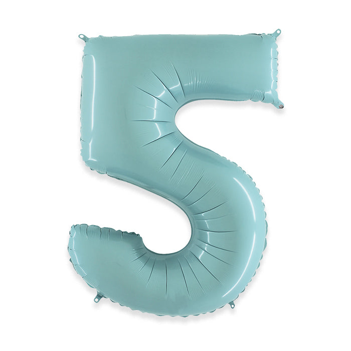 PALLONCINI MYLAR NUMERO 5 CM.102 (40") CELEST