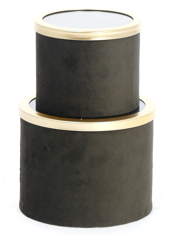 S/2 SCATOLE TONDE VERDI CARTONE/VELLUTO/
