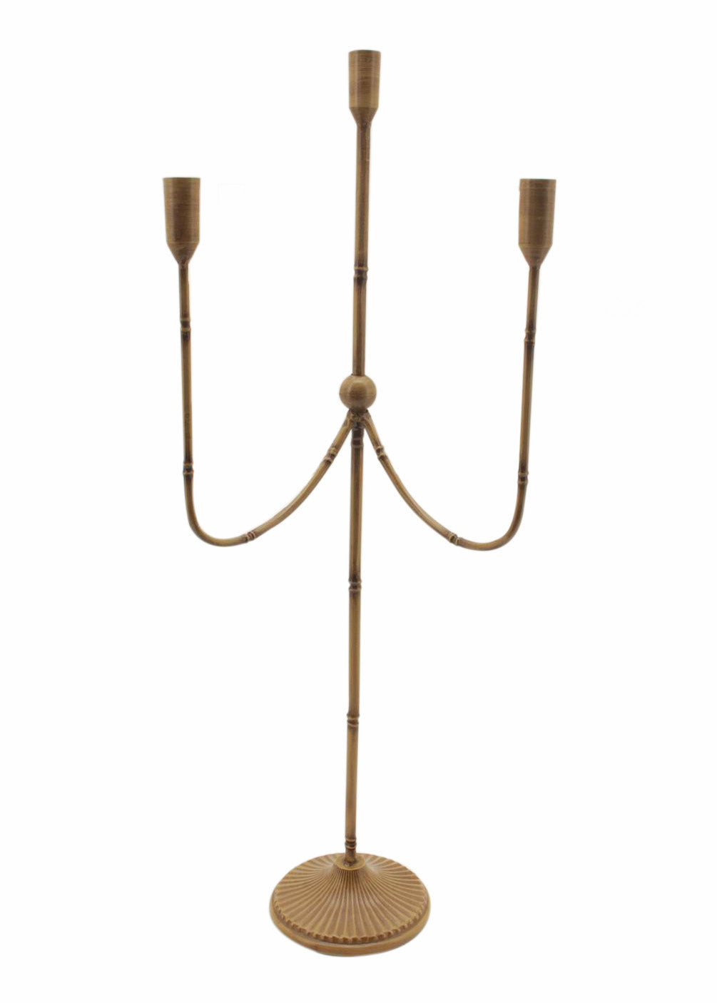CANDELABRO 3 BRACCIA METALLO SIMIL BAMBO