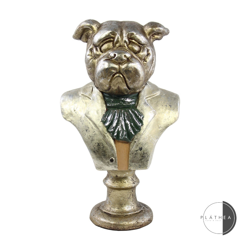 BUSTO CANE AVORIO/ARGENTO H.38CM MAGNESI