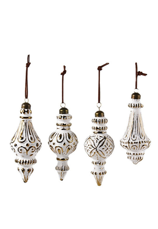 DECORO BIANCO/ORO H.14CM 4MOD VETRO