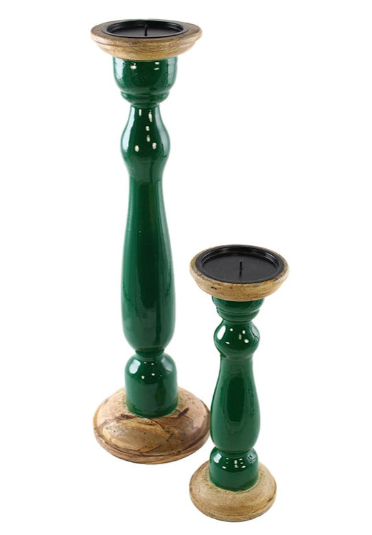 S/2 CANDELIERI VERDI LEGNO