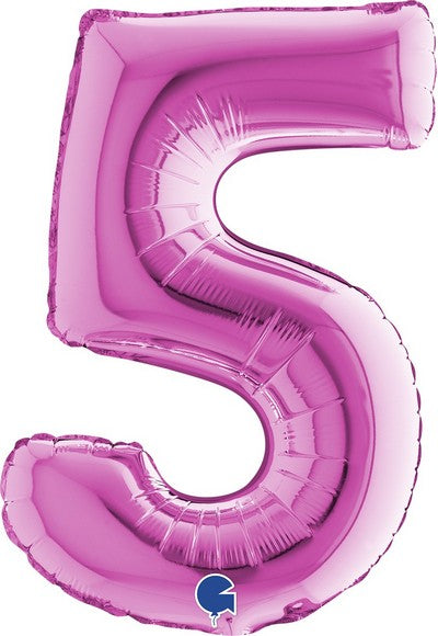 PALLONE FOIL 14" - 36 CM NUMERO 5 MAGENT