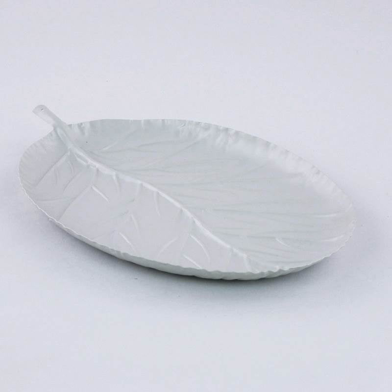 VASSOIO FOGLIA GRIGIO 35X22X2CM METALLO