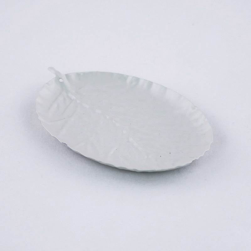 VASSOIO FOGLIA GRIGIO 13X8X2CM METALLO