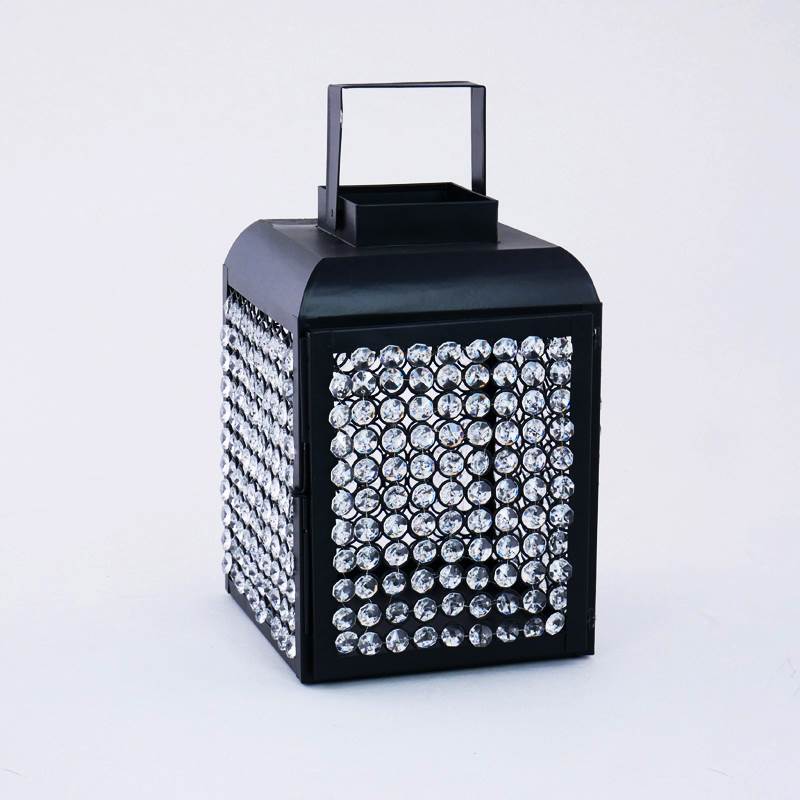 LANTERNA NERA C.CRISTALLI 21X19X31CM MET