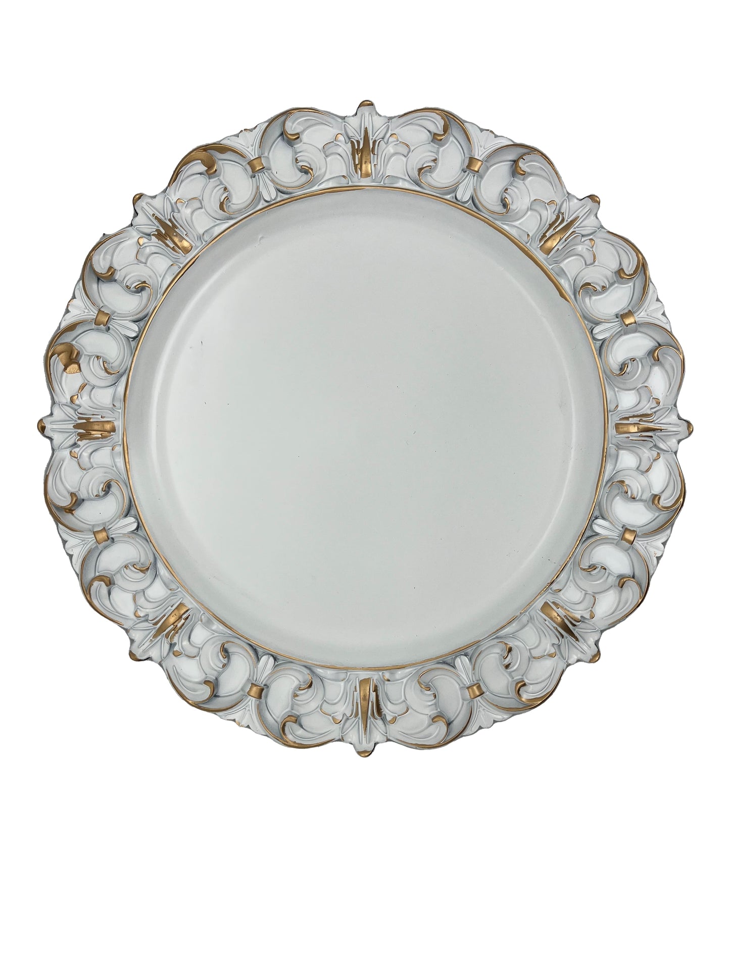 PIATTO D36 LEGNO BORDO BAROCCO BIANCO/OR