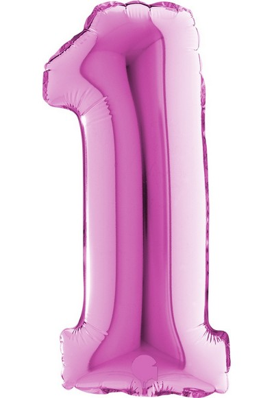 PALLONE FOIL 14" - 36 CM NUMERO 1 MAGENT