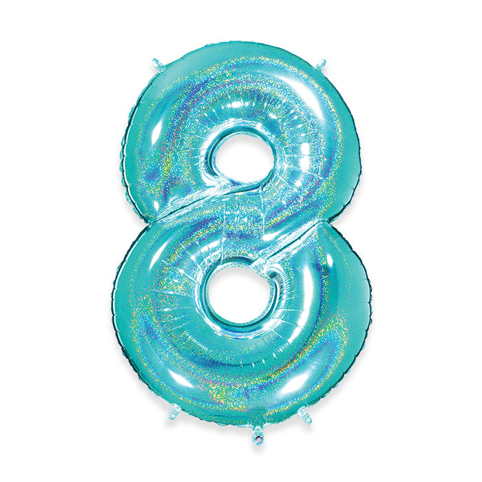 PALLONCINI MYLAR NUMERO 8 CM.102 (40") ACQUA