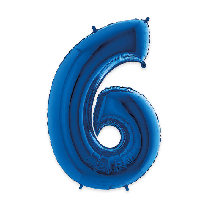PALLONCINI MYLAR NUMERO 6 CM.102 (40") BLU