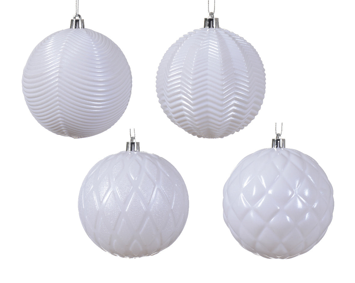 Bauble shatterproof shiny 4ass white