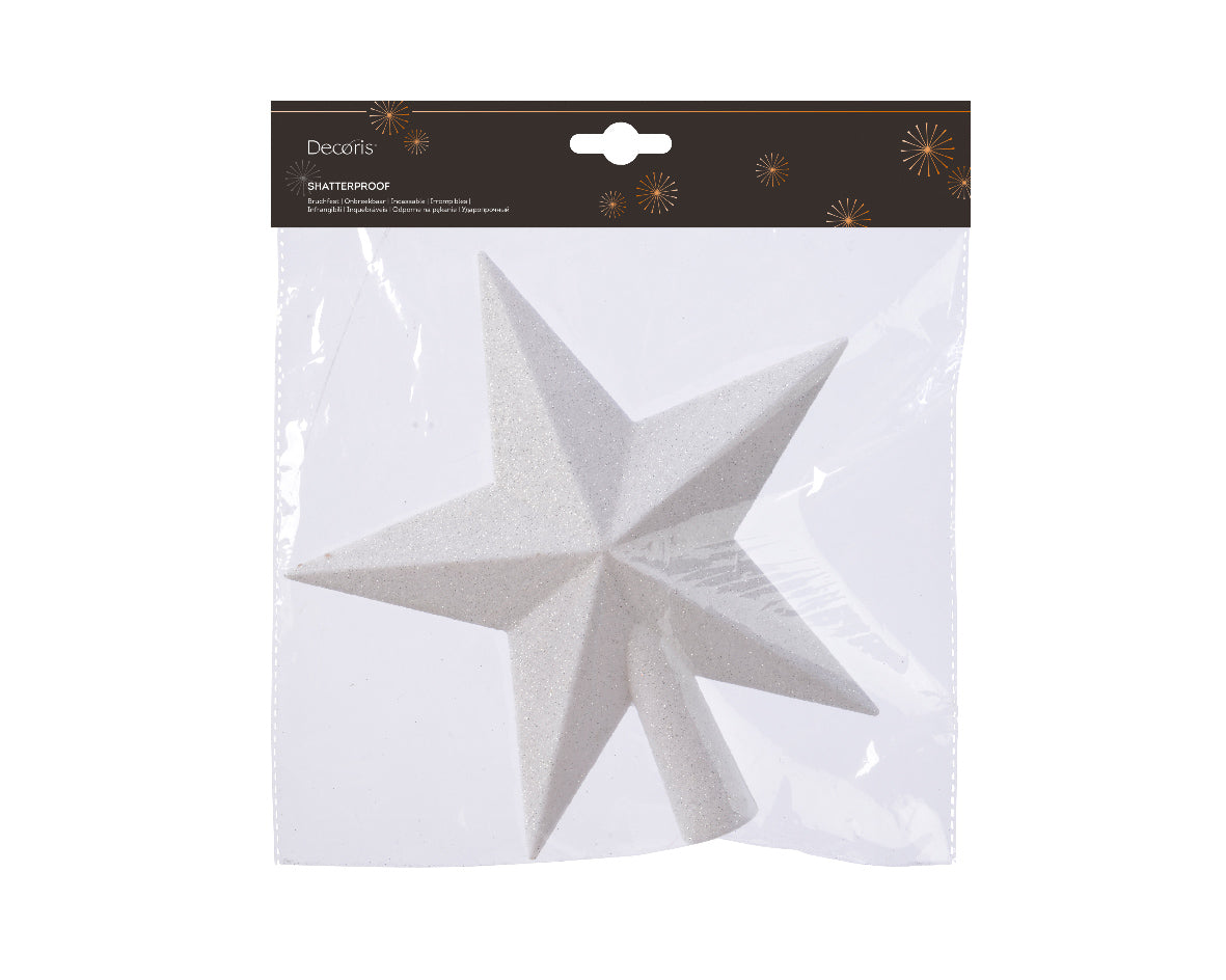 Treetopper shatterproof glitter white