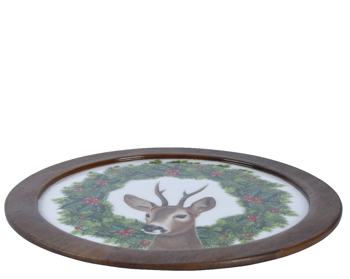 Deco plate mangowood enamel print