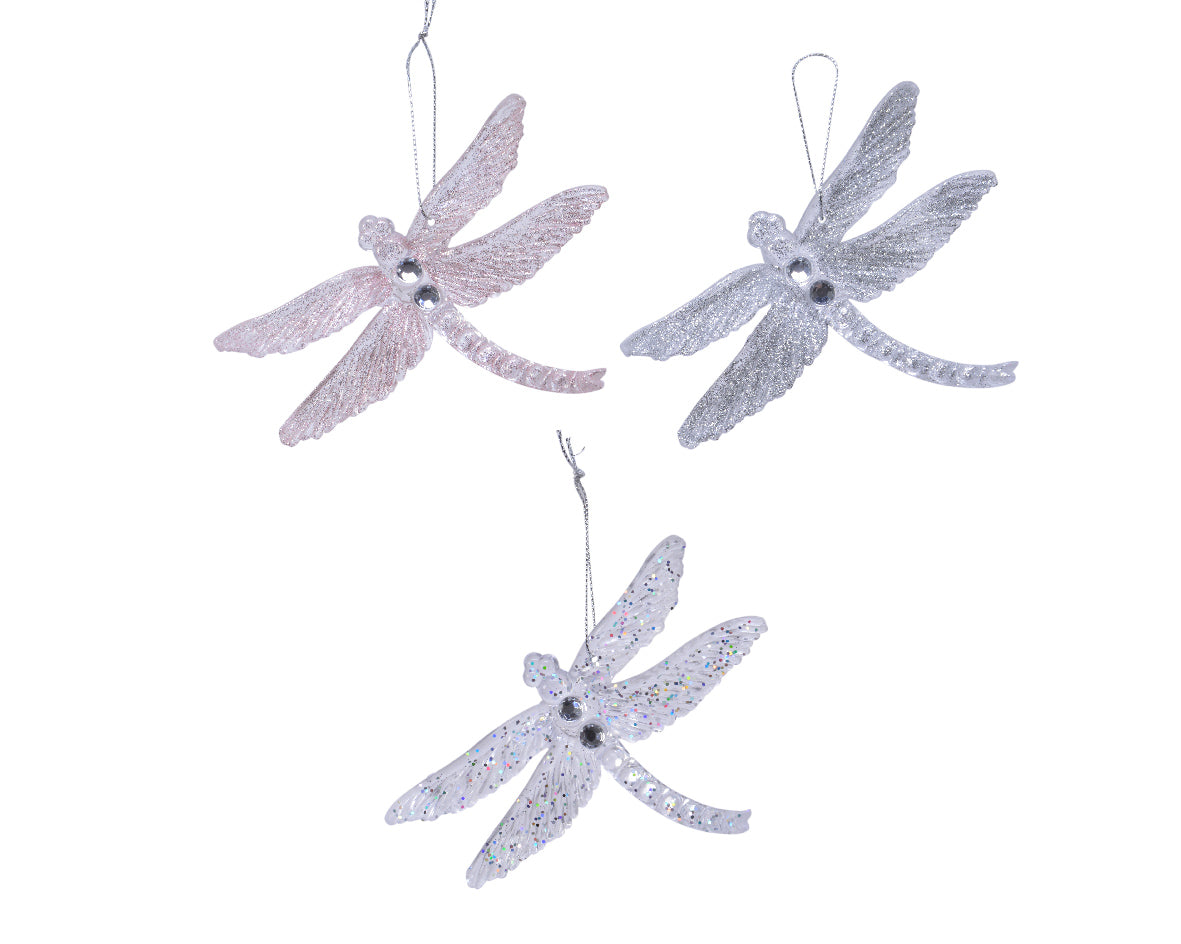 Dragonfly plastic glitter 3col ass