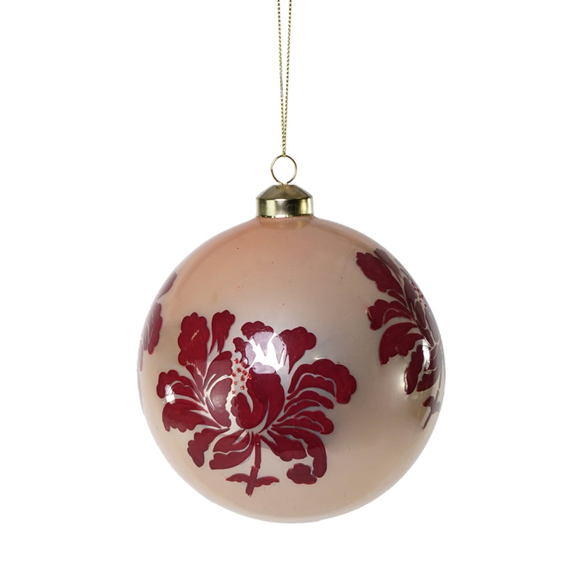 PALLA ORO DEC.FIORI ROSSI D.10CM VETRO