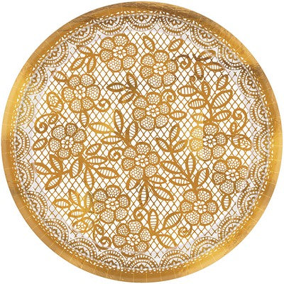 8 Plates Delicate Lace round  metallic p