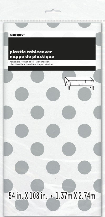 SILVER DOT TBLCVR 54X108
