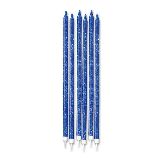 12 Candeline Matite Glitter Blu cm.15 +