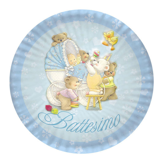 10 Piatti cm.24 Baby Bears Celeste