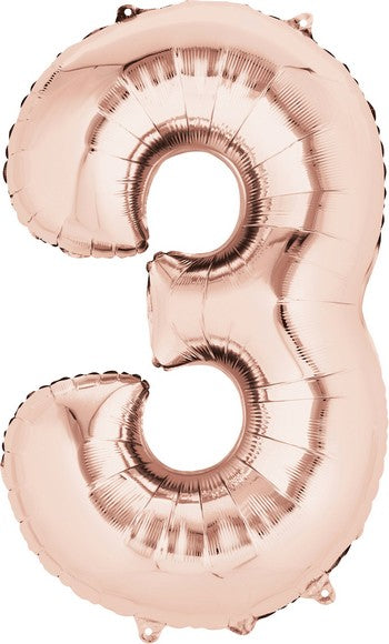 SuperShape "3 - Rose  Gold" Foil Balloon