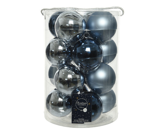 Sfere di vetro con sfumature di blu